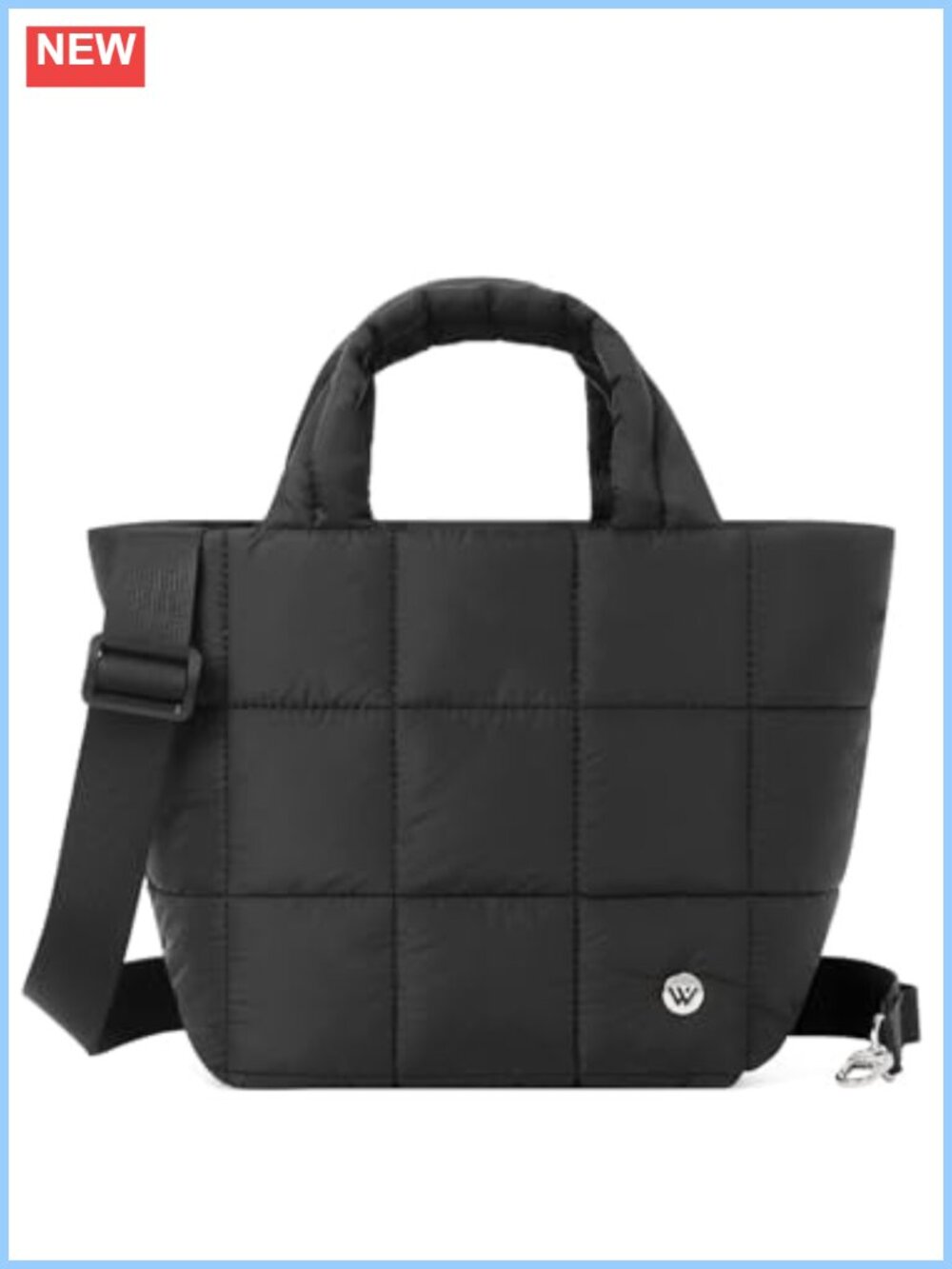 Quilted Puffer Crossbody Bag Nylon Shoulder Handbag Adjustable Strap